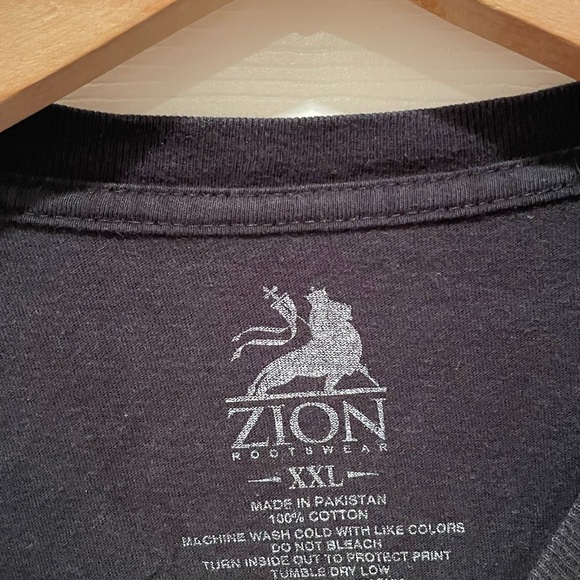 Zion Rootswear Black Tee with Silver Logo - Picture 3 of 5
